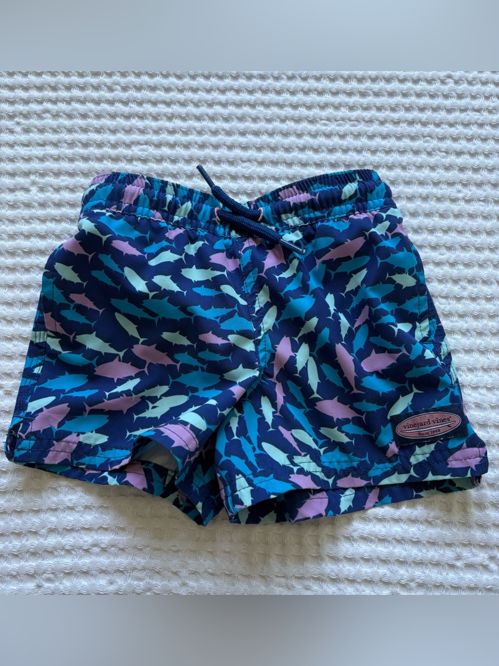 Vineyard Vines Shark Fish Blue Swim Trunks Bathing Suit Pool Beach: 12-18M